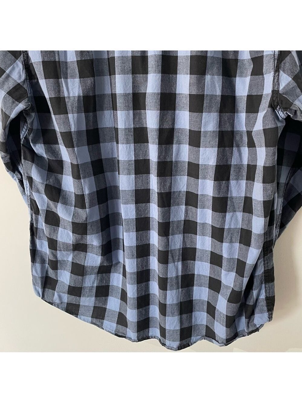 American Rag Button Down Shirt Mens XXL Blue Black Check Western Casual EUC - Picture 6 of 9